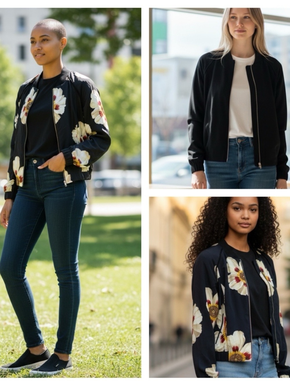 Lafayette 148 Irelyn Reversible Floral Silk Bomber Jacket size S